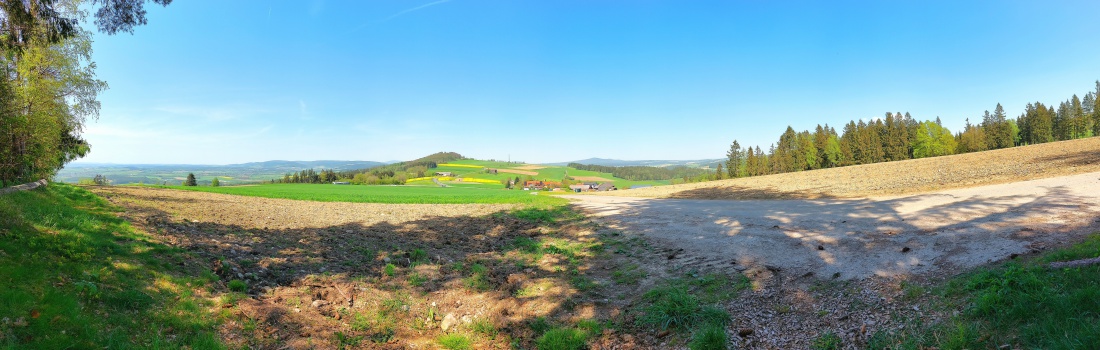 Foto: Martin Zehrer - Ein Panorama vom Zissler-Wald aus in Richtung Kemnath, Godas, Armesberg, Neusorg.<br />
<br />
30. April 2024 bei ca. 25 Grad und strahlendem blauen Himmel.  